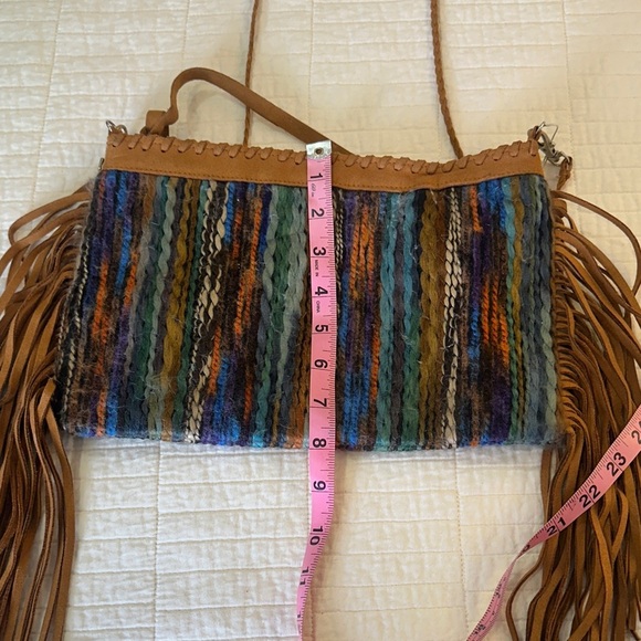 Leather Tassel Western Cowgirl Bohemian Fringe Shoulder Bag / Clutch - Picture 5 of 7